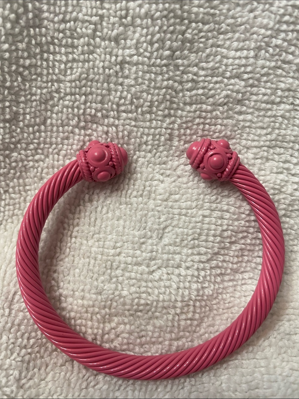 Pink Twisted Cable Open Bangle Bracelet - Picture 2 of 2
